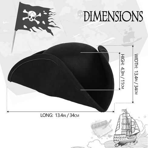 قبعة قراصنة UQJE أصيلة للنساء البالغات الجلدية Tricorn Hat Halloween Colonial Assume Assume in Saudi Arabia