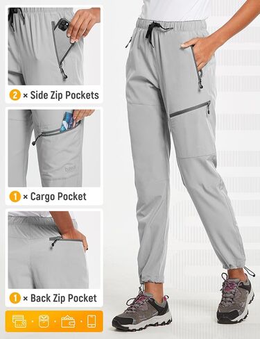 baleaf Women's Hiking Pants Lightweight Quick Dry Water Resistant Cargo Pants 31'' Inseam for All Seasons Black Size S in Saudi Arabia