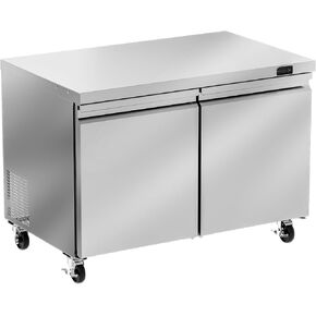 48 "W Commercial Freezer Worktop Freezer ، 11.1 Cu.ft Stainsal Steel Counter Fanning Fanning Fanning مع 2 أبواب للمطعم ، البار ، المتجر ، إلخ. in Kuwait