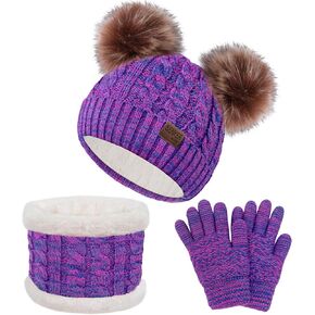 3 PCS Kids Winter Beanie Hat Dloves مجموعة للفتيات الفتيان متماسكين دافئين قبعات صغار صغار دافئين. in Kuwait