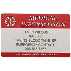 Emergency Information Medical Wallet Card - Custom Engraved with Your Information in Kuwait