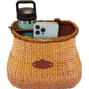Tote & Kari Bike Basket for Women Beach Cruiser or Scooter The Original Wicker Bicycle Baskets with Built in Cup Holder for Front Handlebar-Classic Vintage Style Handmade in Saudi Arabia