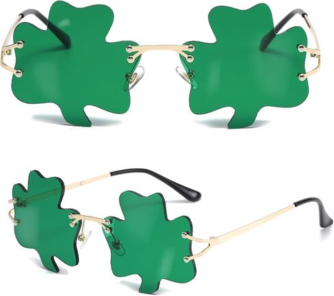 St. Patrick’s Day Irish Shamrock Sunglasses - Four Leaf Clover Leprechaun Costume Glasses Party Decorations Accessories in Saudi Arabia