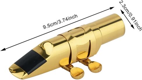 Alto Sax Saxophone Mouthpiece w/Cap & Ligatures, Brass Metal Eb Alto Sax Mouthpieces for Saxophone Professionals and Beginners (Gold - 5C) in Kuwait