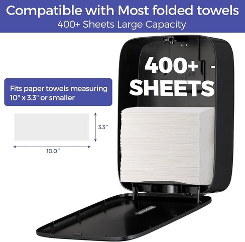 موزع منشفة ورقية تجارية مع القفل-يناسب 400+ مناشف متعددة/Trifold/Z-Fold/C-Fold-حامل منشفة ورقي كبير للحمام أو المطبخ أو المكتب أو المنزل أو الأعمال (أسود) in Saudi Arabia
