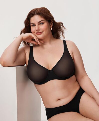 Delimira Women's Cosnufy Balconette Bra Sheer Mesh Plus size alvin in Saudi Arabia