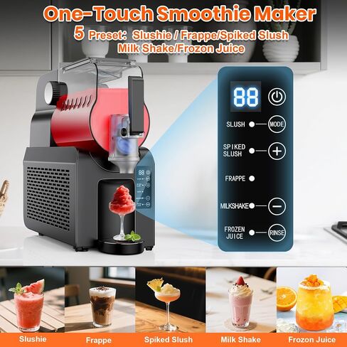 88 oz Slushie Maker Machine No Ice Needed All-in-One Frozen Drink Machine for Home 5 Smart Presets | Low Noise | Self-Cleaning | Ideal for Smoothies, Frappés, Milkshakes, Margaritas, Cocktails in Saudi Arabia