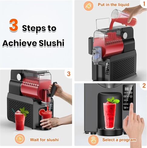 88 oz Slushie Maker Machine No Ice Needed All-in-One Frozen Drink Machine for Home 5 Smart Presets | Low Noise | Self-Cleaning | Ideal for Smoothies, Frappés, Milkshakes, Margaritas, Cocktails in Saudi Arabia