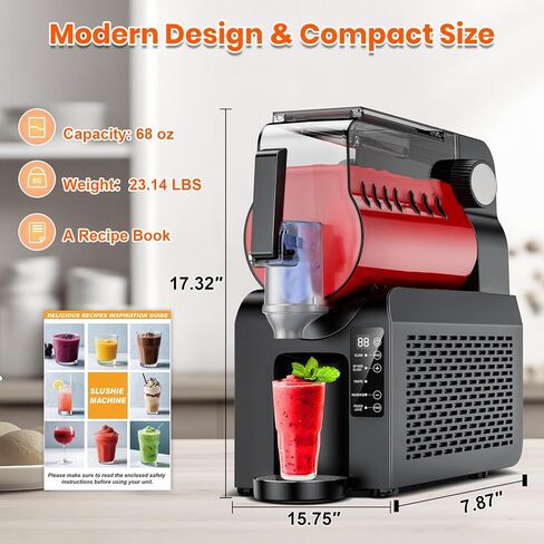 88 oz Slushie Maker Machine No Ice Needed All-in-One Frozen Drink Machine for Home 5 Smart Presets | Low Noise | Self-Cleaning | Ideal for Smoothies, Frappés, Milkshakes, Margaritas, Cocktails in Saudi Arabia