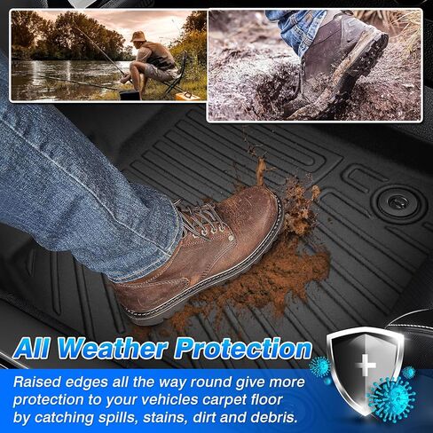 Cartist Floor Mats Fit for 2017-2024 2025 Ford F-250/F-350/F450 Super Duty Crew Cab w/Under Seat Storage Accessories All Weather Floor Mat Heavy Duty TPE Odorless Carpet Protection in Kuwait