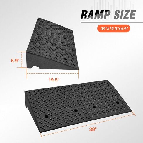 DNA Motoring 2pcs 2 "Rise Ris Rubber Curb Ramp Ramp Hight Duty Dright Ramp Ramp Ramp 38.6 in L X 5.9 in W x 2 in H for loading dock ، warehouse ، healkeair ، kotoccycles ، cars ، tools-00643 in Saudi Arabia