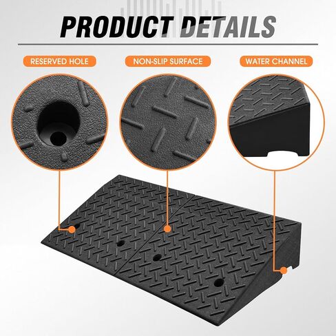DNA Motoring 2pcs 2 "Rise Ris Rubber Curb Ramp Ramp Hight Duty Dright Ramp Ramp Ramp 38.6 in L X 5.9 in W x 2 in H for loading dock ، warehouse ، healkeair ، kotoccycles ، cars ، tools-00643 in Saudi Arabia