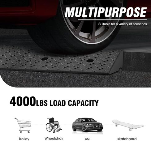 DNA Motoring 2pcs 2 "Rise Ris Rubber Curb Ramp Ramp Hight Duty Dright Ramp Ramp Ramp 38.6 in L X 5.9 in W x 2 in H for loading dock ، warehouse ، healkeair ، kotoccycles ، cars ، tools-00643 in Saudi Arabia