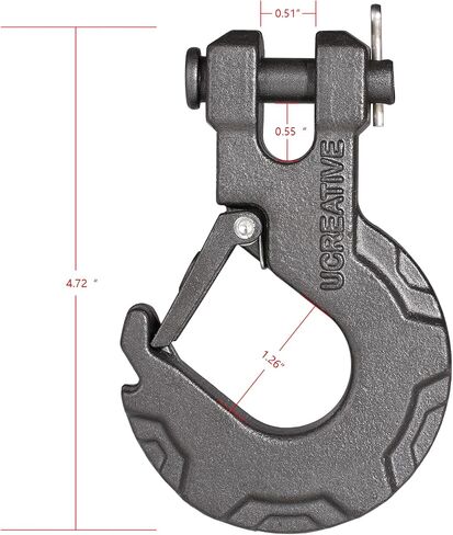 استرداد Ucreative 5/16 بوصة Clevis Slip Hook مع مزلاج الأمان - Highted Steel Tower Towing Winch Hook لـ ATV UTV (2pcs) in Kuwait