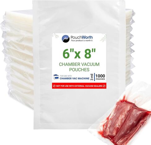 200 Pack Clear 6" x 8", 3 mil Chamber Machine Pouches, Pre-Cut Chamber Vacuum Sealer Bags, Heavy Duty Seal Pouch, BPA-Free Chamber Sealer Bags for Food Preservation, Freezer with Tear Notch in Saudi Arabia