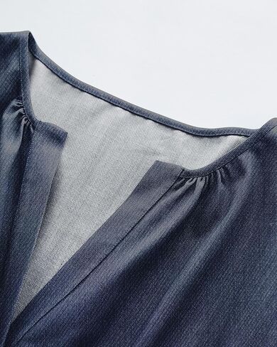 Women's Plus Size Denim Dress Short Sleeve V Neck Maxi Dress Ruffle Hem Boho Casual Jean Dresses in Kuwait