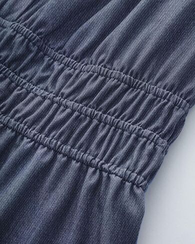 Women's Plus Size Denim Dress Short Sleeve V Neck Maxi Dress Ruffle Hem Boho Casual Jean Dresses in Kuwait