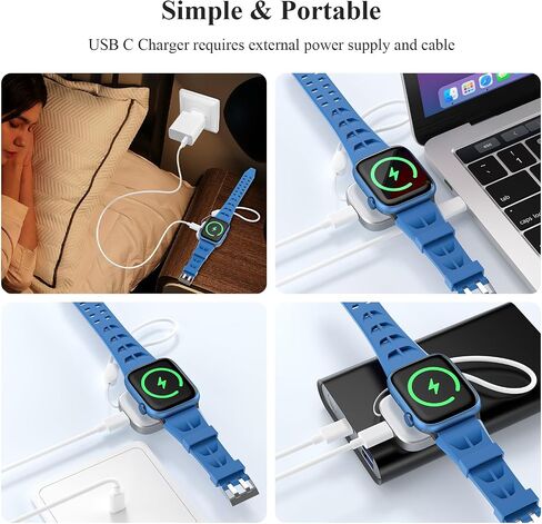 Charger for Apple Watch Portable iWatch USB Charger, Travel Cordless Magnetic Quick Charge for Apple Watch Ultra 2/1 Series 10 9 8 7 6 5 4 3 2 1 SE, White in Saudi Arabia