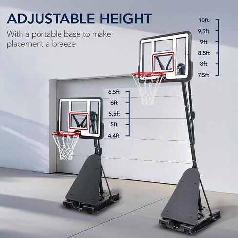 Best Choice Products 4.4-10ft Adjustable Regulation Basketball Hoop, Portable Goal w/Shatterproof Backboard, Ball Return, Base Gel in Saudi Arabia