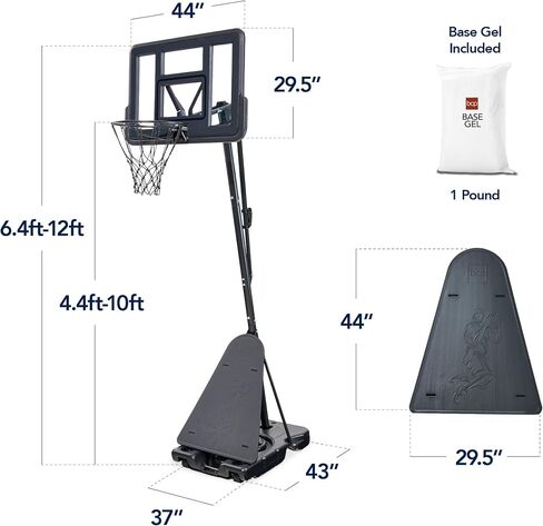 Best Choice Products 4.4-10ft Adjustable Regulation Basketball Hoop, Portable Goal w/Shatterproof Backboard, Ball Return, Base Gel in Saudi Arabia
