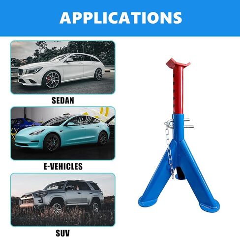 Car Jack Stands 3 Ton with Double Locking and Large Foot Base for Lifting Cars,SUVS,MPVS, Heavy Duty Steel, 6600 lb Capacity, 1 Pair, Blue in Saudi Arabia
