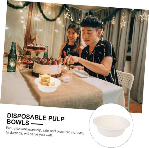 50pcs Pulp Bowls for Soup Camping and Takeaway Disposable Containers for Parties Catering and Outdoor Events in Saudi Arabia