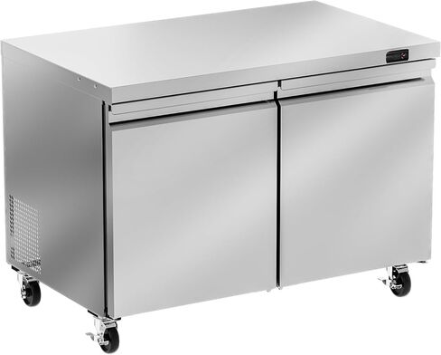 48 "W Commercial Freezer Worktop Freezer ، 11.1 Cu.ft Stainsal Steel Counter Fanning Fanning Fanning مع 2 أبواب للمطعم ، البار ، المتجر ، إلخ. in Kuwait