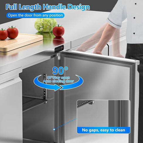 48 "W Commercial Freezer Worktop Freezer ، 11.1 Cu.ft Stainsal Steel Counter Fanning Fanning Fanning مع 2 أبواب للمطعم ، البار ، المتجر ، إلخ. in Kuwait