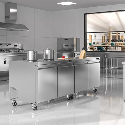 48 "W Commercial Freezer Worktop Freezer ، 11.1 Cu.ft Stainsal Steel Counter Fanning Fanning Fanning مع 2 أبواب للمطعم ، البار ، المتجر ، إلخ. in Kuwait