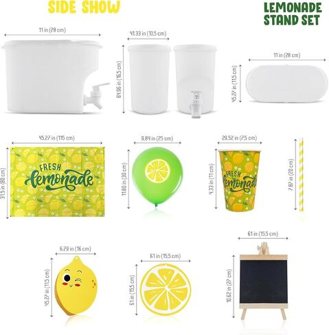 لوازم حامل الليمون الطازجة الخضراء ، مجموعة من الحامل الليمون ، تشمل 3.5 لتر من موزع المشروبات ، أكواب عصير الليمون ، قش الورق ، إكليل ، بالونات اللاتكس ، اللوحة ، راية عصير الليمون (منصة غير متضمنة) in Kuwait