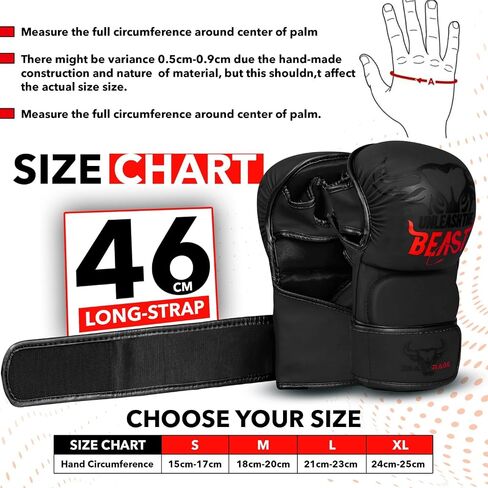 BEAST RAGE MMA Gloves for Men Women,Adjustable Wrist Support Open Palm Martial Arts Mitts Grappling Sparring for Muay Thai Cage Fighting Combat Taekwondo Kickboxing Boxing Training in Kuwait