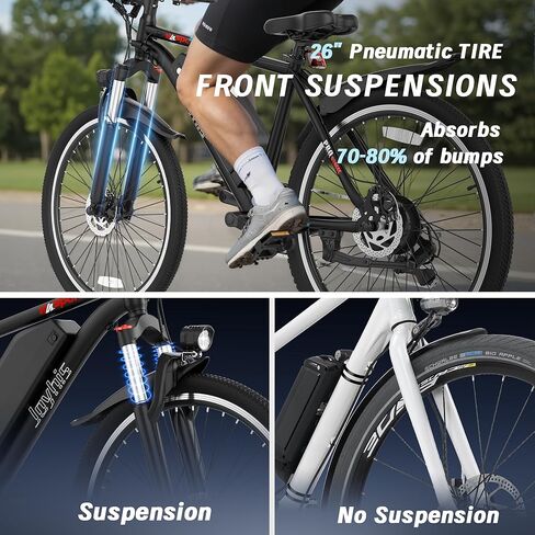 Electric Bike for Adults, 26'' Ebike, Up to 20-60 Miles 22MPH Electric Mountain Bike with 48V Removable Battery, Adjustable Stem, Fenders, Lockable Suspension Fork in Saudi Arabia
