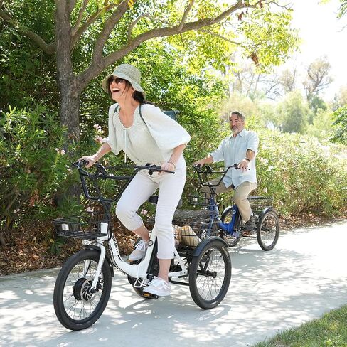 Electric Tricycle for Adults,20" Folding Electric Trike,3 Wheels Electric Bicycle Bikes, 350W Step-Thru Etrike with 374WH Removable Battery and Large Basket for Women Men in Saudi Arabia