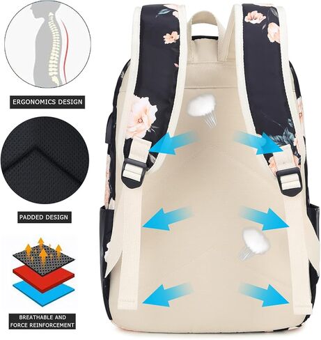 Waterproof Laptop Backpack for Girls Women, Water Resistant College School Backpack Casual Daypacks with Lunch Box Pencil Case (Bows-Black) in Saudi Arabia