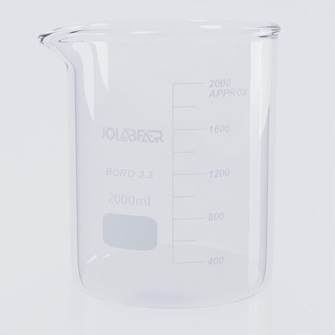 2000ml Durable Glass Beakers, 2L Laboratory Beaker with Printed Graduations, 3.3 Borosilicate, Low Form Design in Saudi Arabia