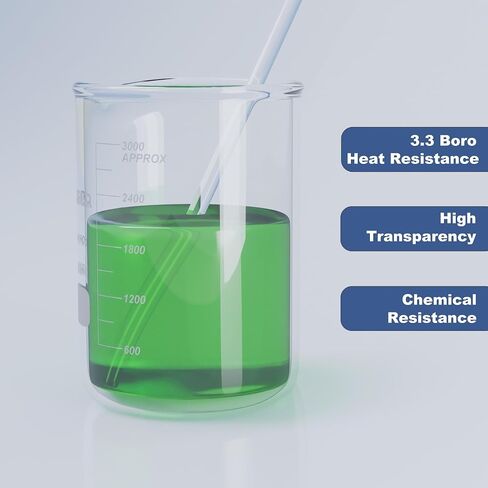 2000ml Durable Glass Beakers, 2L Laboratory Beaker with Printed Graduations, 3.3 Borosilicate, Low Form Design in Saudi Arabia