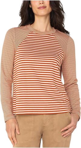 Liverpool Women's Long Sleeve Crew Neck Knit Top with Seaming in Saudi Arabia
