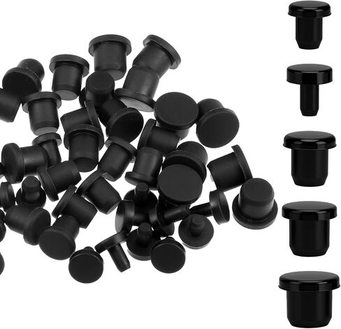 50 Pcs 5 Sizes Silicone Hole Plug, Round Rubber Black Rubber Plugs for Round Holes Waterproof Button Holes End Covers, Soft Flexible Stopper Fit for 4-9.5mm Inner Diameter Bottles Pipes in Saudi Arabia