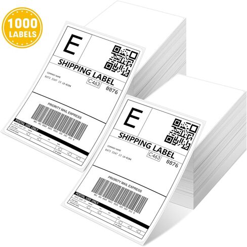 JTIEO Shipping Labels 4" x 6" Thermal Labels 1000 Fanfold Direct Thermal Label Printer Paper, Perforated White with Permanent Adhesive, Compatible with Most Thermal Printers. in Kuwait