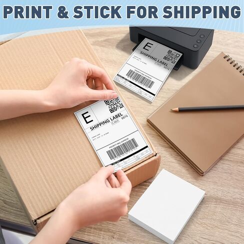 JTIEO Shipping Labels 4" x 6" Thermal Labels 1000 Fanfold Direct Thermal Label Printer Paper, Perforated White with Permanent Adhesive, Compatible with Most Thermal Printers. in Kuwait