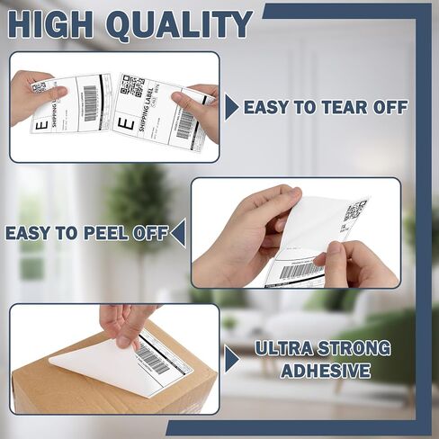 JTIEO Shipping Labels 4" x 6" Thermal Labels 1000 Fanfold Direct Thermal Label Printer Paper, Perforated White with Permanent Adhesive, Compatible with Most Thermal Printers. in Kuwait