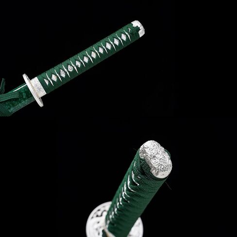Kamaiwo-1045/1060 Clay Tempering high Carbon Steel Hademade Heat Tempered Full Handmade Hand Forged Japanese Katana Authentic ，Full Tang,Functional,Practical Green in Saudi Arabia
