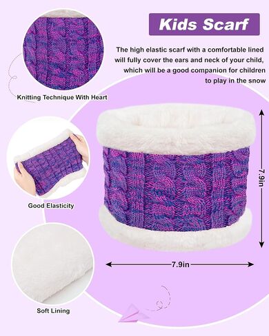3 Pcs Kids Winter Beanie Hat Scarf Gloves Set for Girls Boys Knit Warm Pompom Toddler Hats Mittens Neck Warmer in Saudi Arabia