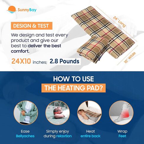 SunnyBay USA-Made 4-lbs Lava Sand Microwave Heating Pad with Organic Cotton Fabric for Cramps and Body Pain, Superior Heat Retention, Washable, Odorless, Weighted, 8x12 Inches. in Saudi Arabia