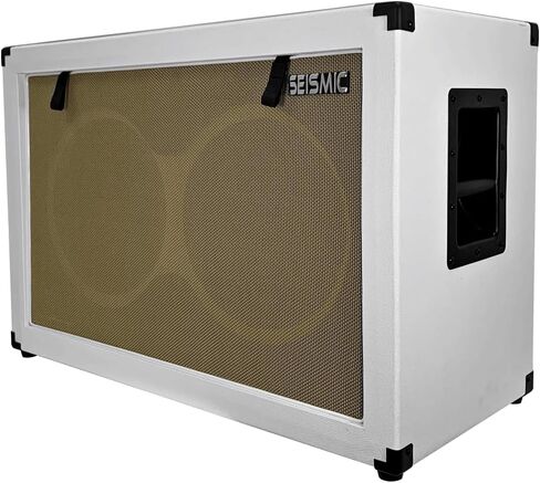 الصوت الزلزالي Luke -2x12c - خزانة مكبر الصوت الفارغة 2x12 - Tolex الأبيض مع شواية القمح in Saudi Arabia