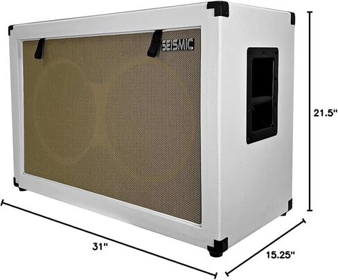 الصوت الزلزالي Luke -2x12c - خزانة مكبر الصوت الفارغة 2x12 - Tolex الأبيض مع شواية القمح in Saudi Arabia