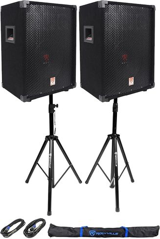 Rockville (2) RSG10 10 400 Watt 2Way 8-Ohm Passive DJ PA Speaker +Stands +Cables in Saudi Arabia