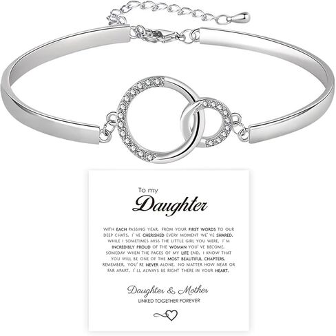 To My Daughter Forever Connected Bracelet, ziella Infinity Forever Love Heart Bracelets, Mom's Strength And Love Are Alwayswith Her, Adjustable Inspirational Gift Jewelry for Daughter in Kuwait