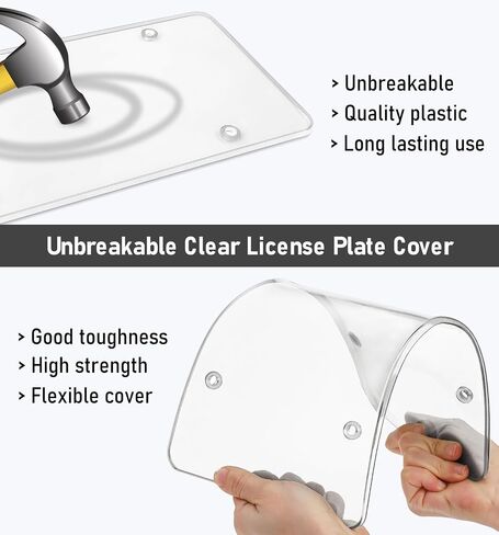 2 Pack License Plate Covers, Clear Flat License Plate Protector Unbreakable Plastic Shields Tag Holder Fits Standard US Plate with Screws Caps (Gray) in Saudi Arabia