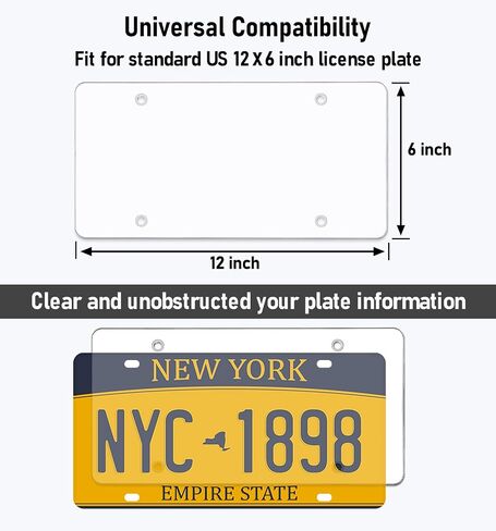 2 Pack License Plate Covers, Clear Flat License Plate Protector Unbreakable Plastic Shields Tag Holder Fits Standard US Plate with Screws Caps (Gray) in Saudi Arabia